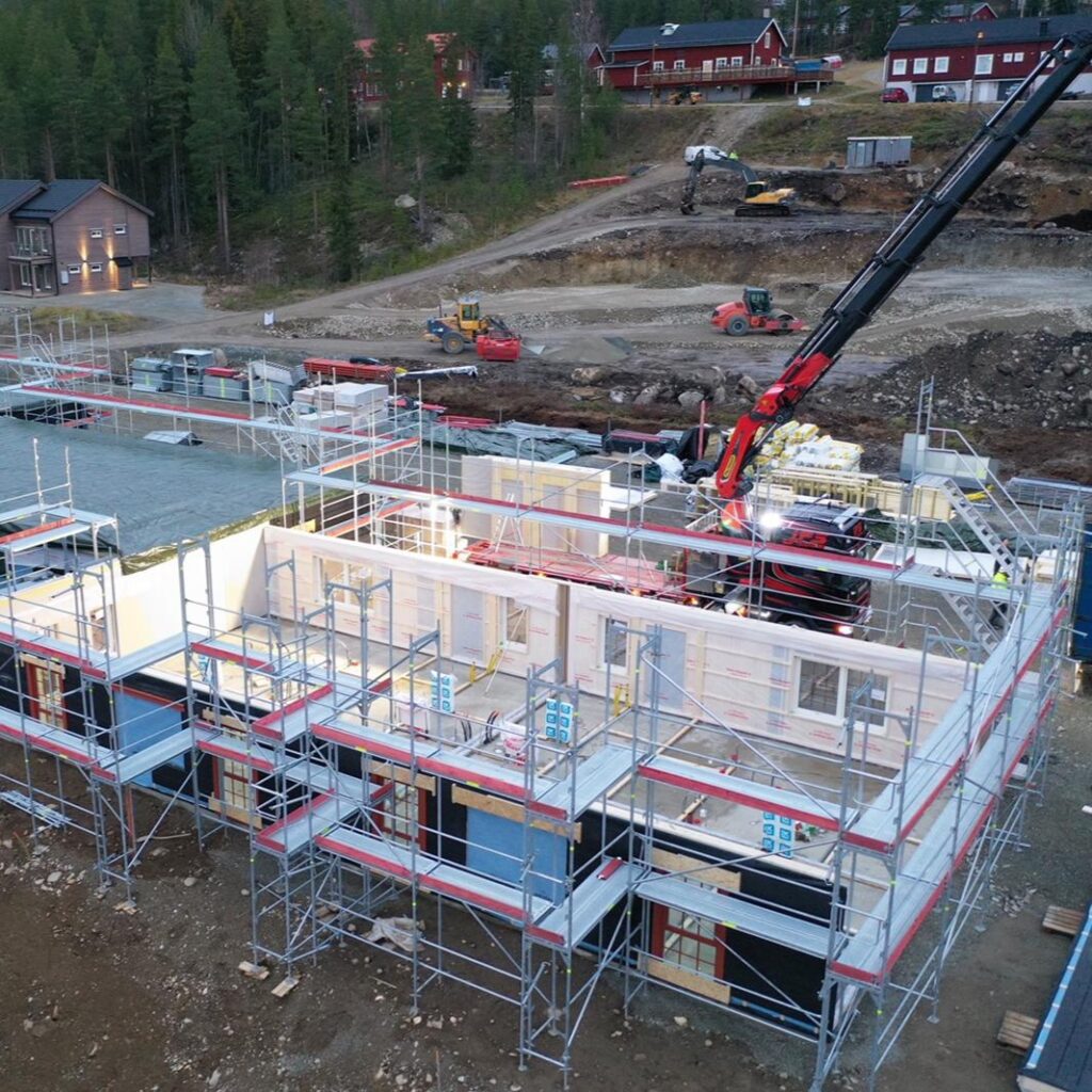 Facade scaffolding EURO+ on house construction site